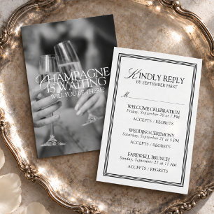Classic Black & White Wedding Weekend Multi-Event RSVP Card