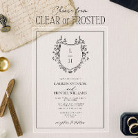 Classic Black Wildflower Monogram Crest Wedding