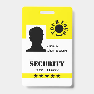 Classic Black Yellow Photo Logo Code Template ID Badge