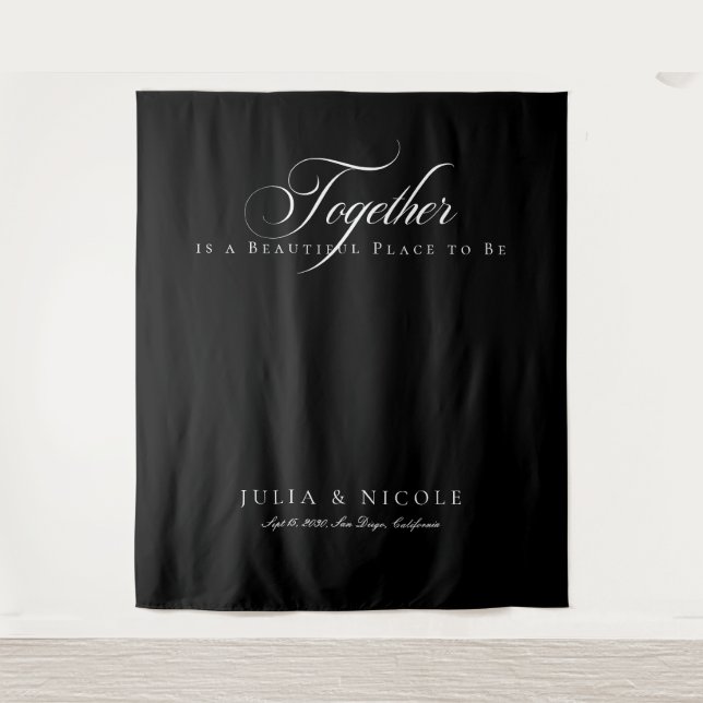 Classic Blank Calligraphy Wedding Backdrops Banner Tapestry (Front)