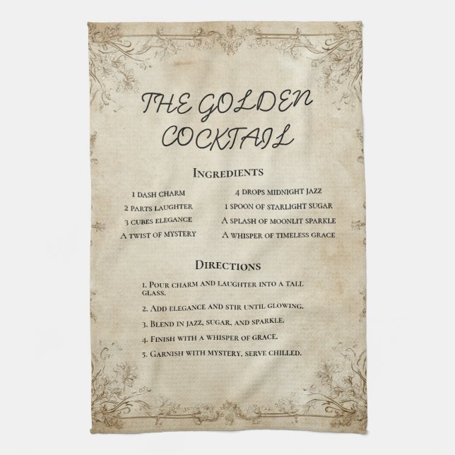 Classic Blank Recipe Template with Ornate Frame Tea Towel (Vertical)