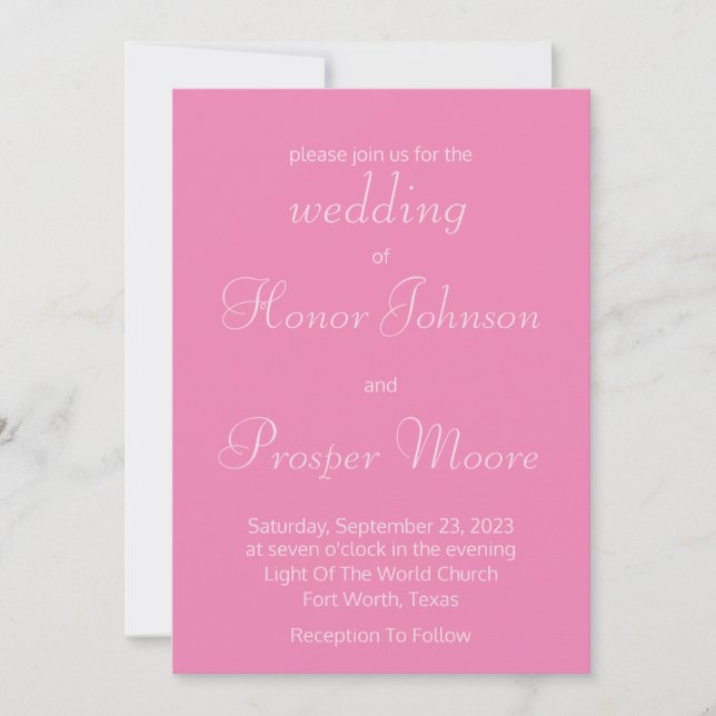 Classic "Blessed Wedding" Shades of Pink Wedding Invitation (Front)