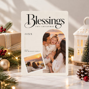 Classic Blessings 2 Arch Photo Christian Christmas Holiday Card