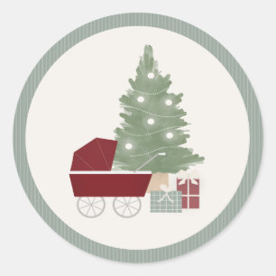 Classic Blocks and Carriage Baby Shower Srickers Classic Round Sticker