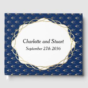 Classic Blue and Gold Wedding  Guest Book
