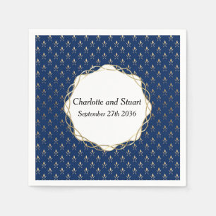 Classic Blue and Gold Wedding Napkin