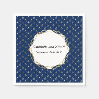 Classic Blue and Gold Wedding  Napkin