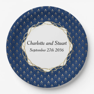 Classic Blue and Gold Wedding  Paper Plate