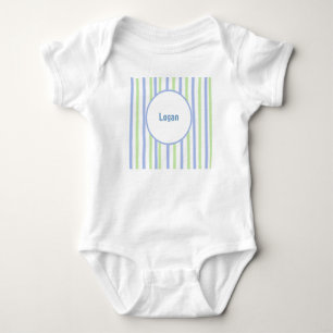 Classic Blue and Lime Personalise Encircled Name Baby Bodysuit