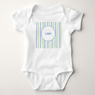 Classic Blue and Lime Personalize Encircled Name Baby Bodysuit