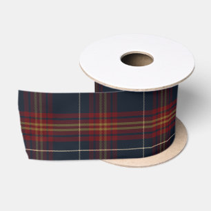 Classic Blue and Red Plaid Christmas Satin Ribbon