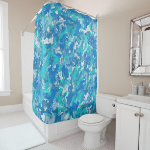 Classic Blue and Turquoise Paint Shower Curtain