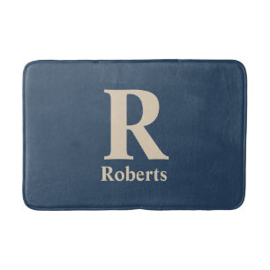 Classic Blue And Vanilla Initial/First/Family Name Bath Mat