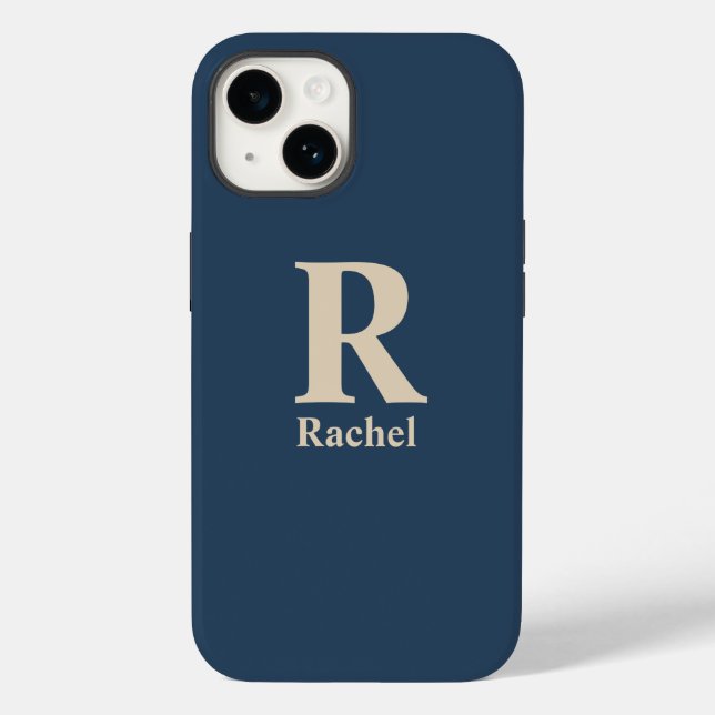 Classic Blue And Vanilla Initial/First/Family Name Case-Mate iPhone Case (Back)