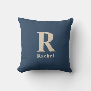 Classic Blue And Vanilla Initial/First/Family Name Cushion