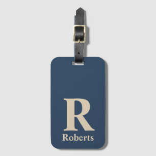 Classic Blue And Vanilla Initial/First/Family Name Luggage Tag