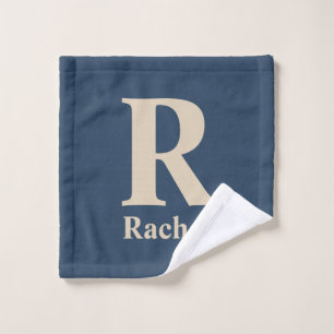 Classic Blue And Vanilla Initial/First/Family Name Wash Cloth