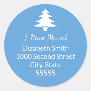 Classic Blue and White Christmas Tree I Have Moved Round Sticker