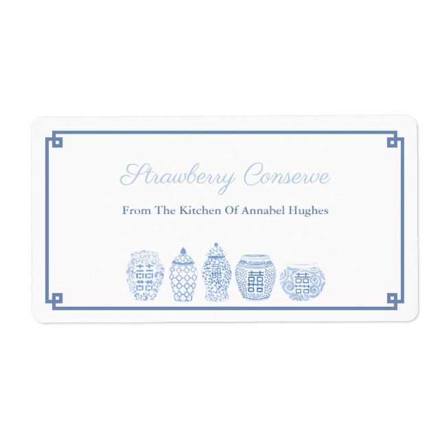 Classic Blue And White Conserve Or Jam Food Label (Front)