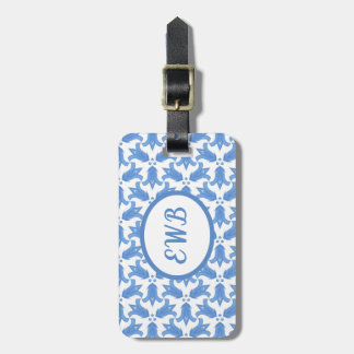 Classic Blue and White Delft Tulip Floral Luggage Tag