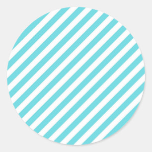 Classic blue and white diagonal stripes round sticker