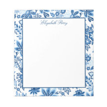 Classic Blue and White Floral Notepad