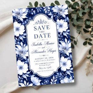 Classic Blue and White Flotal Botanical Acrylic Invitations