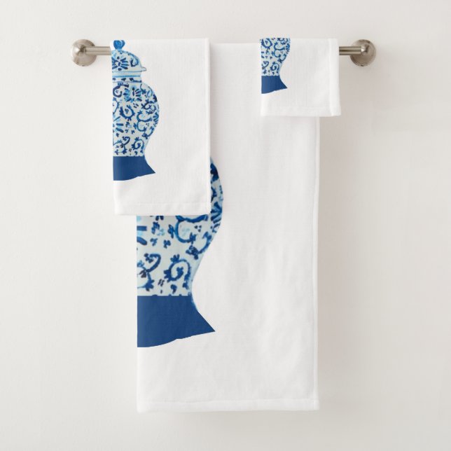 Classic Blue and White Ginger Jar Bath Towel Set (Insitu)
