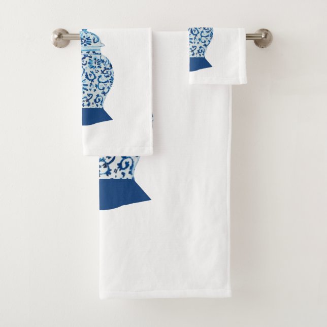 Classic Blue and White Ginger Jar Bath Towel Set (Insitu)