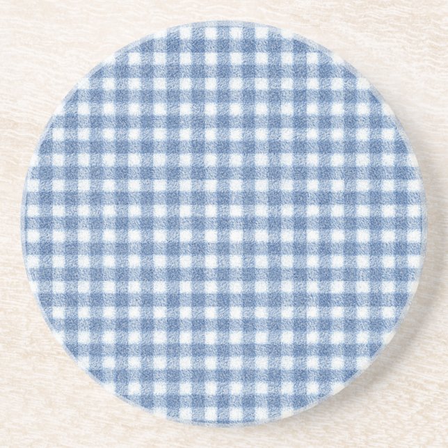 Classic Blue and White Gingham Check  Coaster (Front)