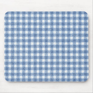 Classic Blue and White Gingham Check Mouse Pad