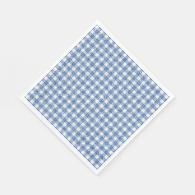 Classic Blue and White Gingham Check  Napkin (Corner)