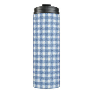 Classic Blue and White Gingham Check  Thermal Tumbler