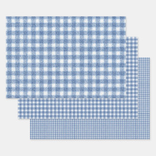 Classic Blue and White Gingham Check  Wrapping Paper Sheet