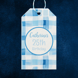 Classic Blue and White Gingham Chequered Pattern Gift Tags
