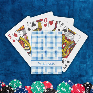 Classic Blue and White Gingham Chequered Pattern Playing Cards