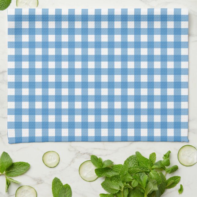 Classic Blue and White Gingham Tea Towel (Folded)