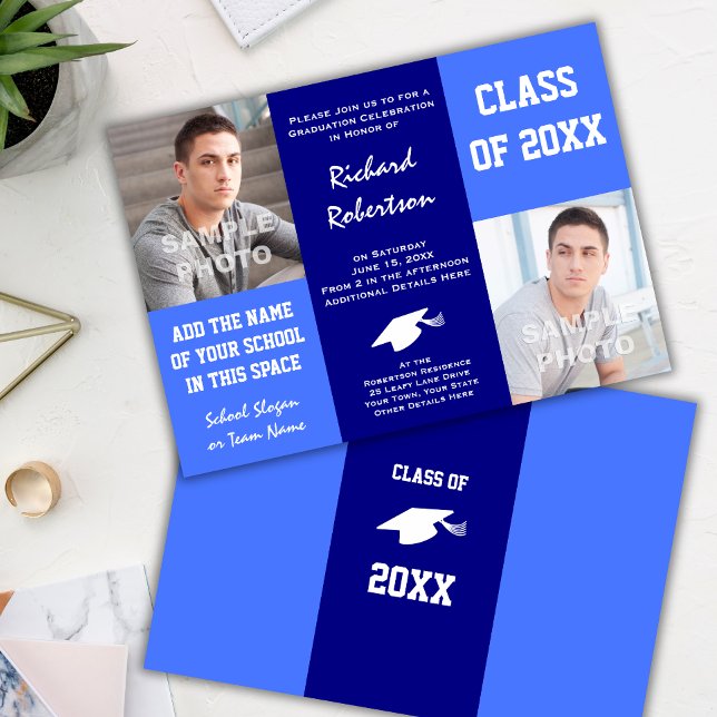 Classic Blue and White Graduation Photo Template (Creator Uploaded)