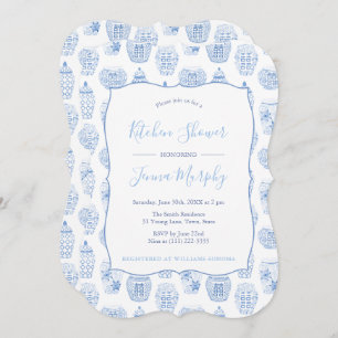 Classic Blue And White Kitchen Bridal Shower Party Invitation