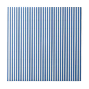 Classic Blue and White Minimalist Stripes Tile