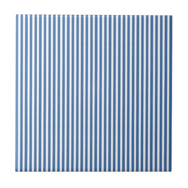 Classic Blue and White Minimalist Stripes Tile (Front)