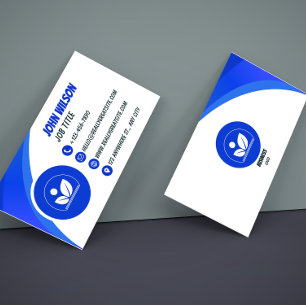 Classic Blue and White Modern Business Card