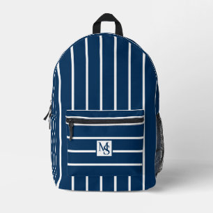 Classic Blue And White Stripes Printed Backpack