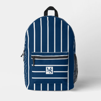 Classic Blue And White Stripes Printed Backpack
