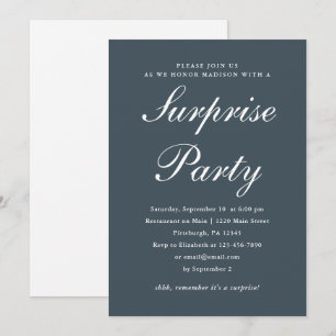 Classic Blue and White Surprise Party Invitation