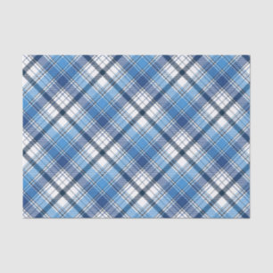 Classic Blue and White Vintage Plaid Pattern Tissue Paper
