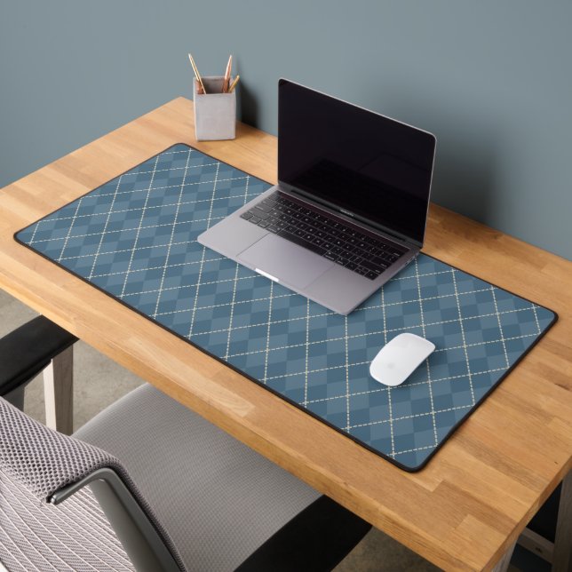 Classic Blue Argyle Desk Mat Gift (Office 2)