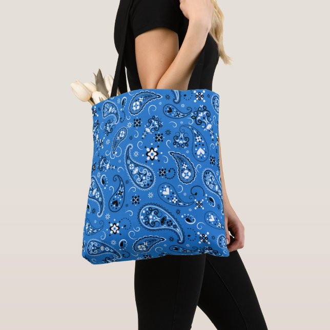 Classic Blue Bandanna Paisley Tote Bag (Close Up)
