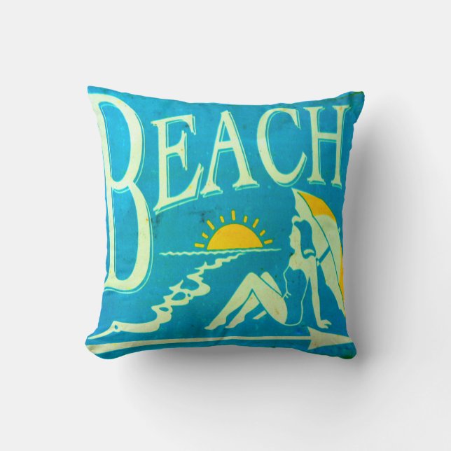 classic blue beach pillow (Front)