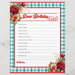 Classic Blue Birthday Party Dear B-day Girl Game